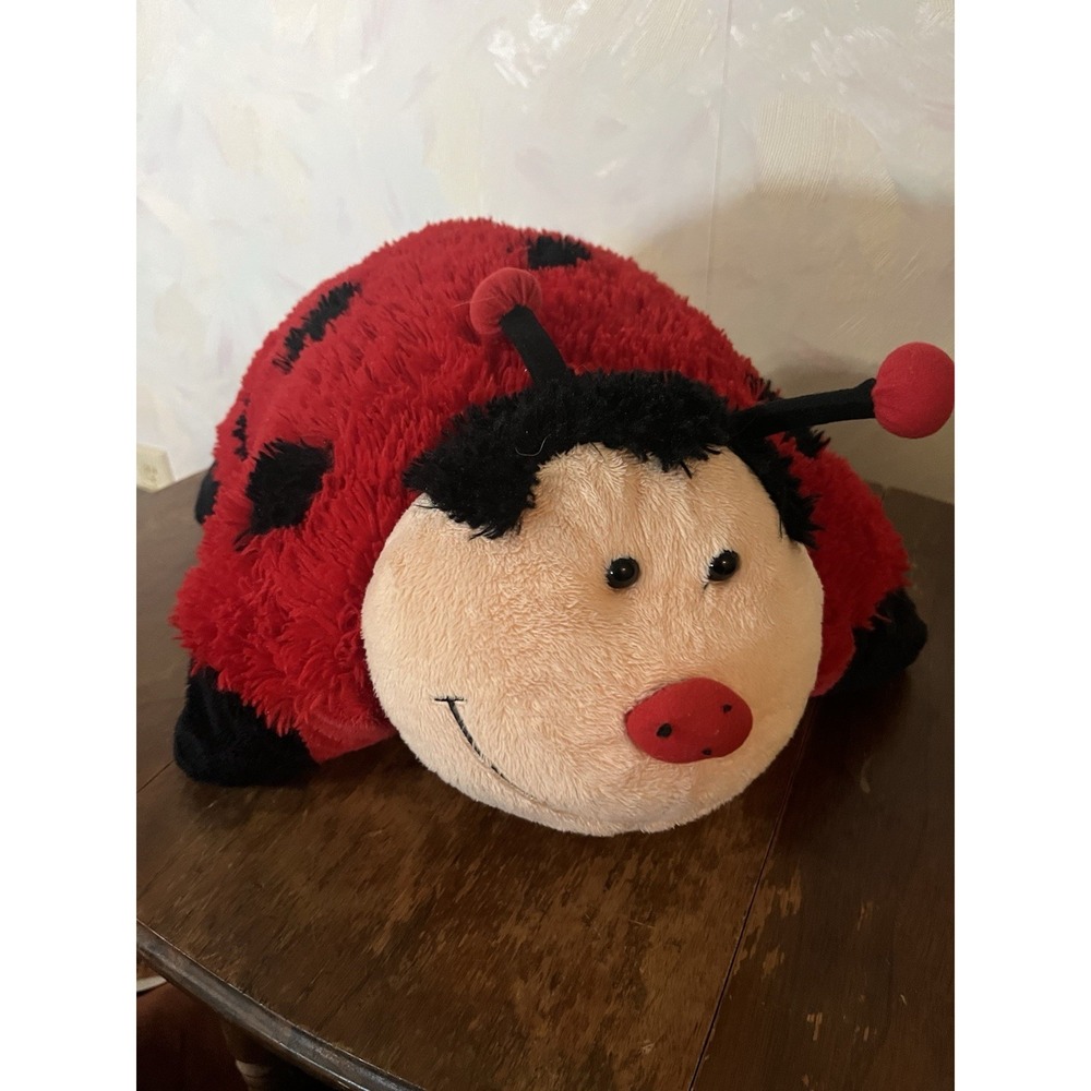 Pillow Pets Pee Wee Ladybug 12x8" Red Black MS Lady Bug Soft Stuffed Plush Y2K